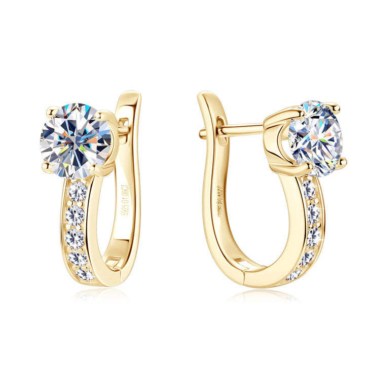 Aretes Huggie con Engaste de Canal | Oro blanco