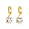 Aretes de Gota con Halo Cuadrado | Oro