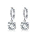 Aretes de Gota con Halo Cuadrado | Oro blanco