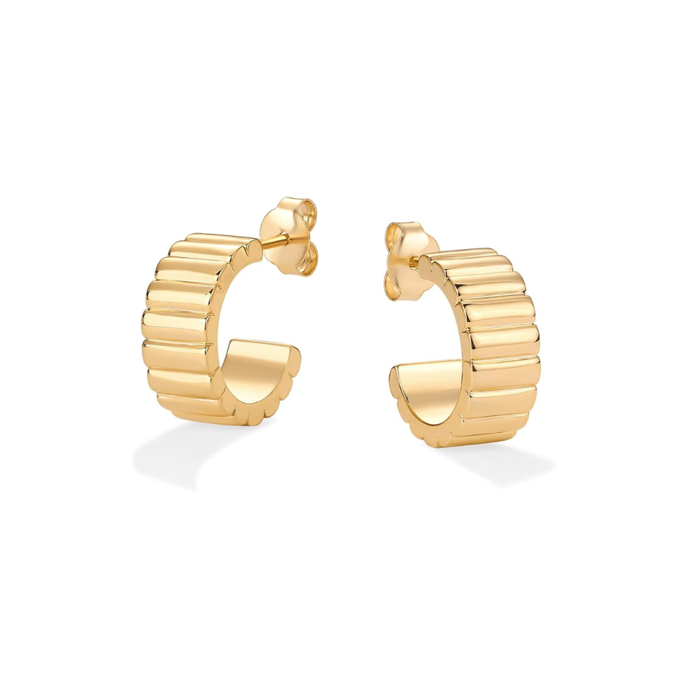 Aretes Clásicos Estriados | Oro