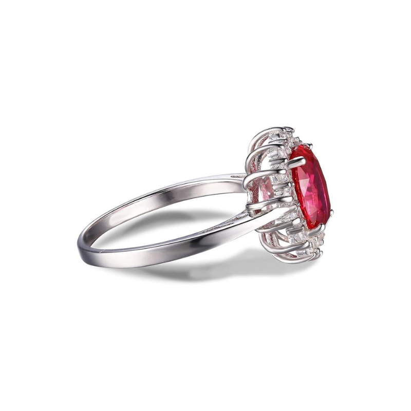 Anillo Clásico Rubí con Halo | Oro blanco