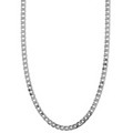 Collar Cadena Barbada de Eslabones Planos | Oro blanco